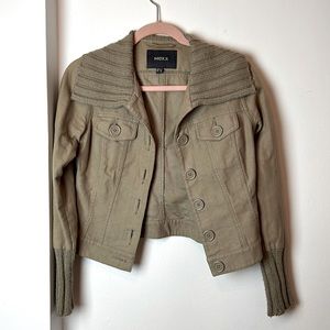 Suede Khaki crop jacket